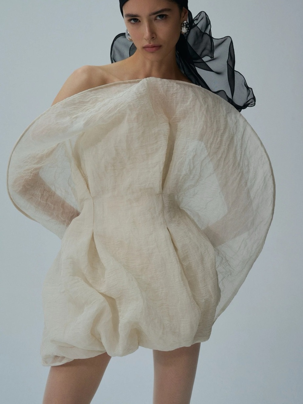 Magda Butrym NEW WITH TAGS Sculptural Mini Dress FR 38 Medium Ivory Bridal Party